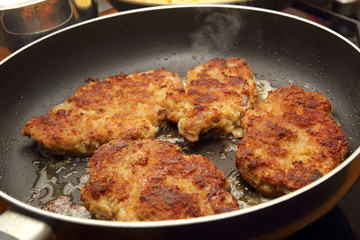 Schnitzel in der Pfanne