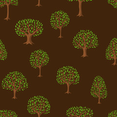 Seamless pattern with abstract stylized trees. Natural illustration