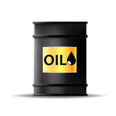black metal oil barrel on white background. Vector illustration