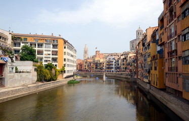 The waterfront of Onyar river during Temps de Flors, Girona, Spain