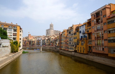 The waterfront of Onyar river during Temps de Flors, Girona, Spain