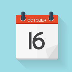 October 17 Calendar Flat Daily Icon. Vector Illustration Emblem.