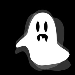 spooky ghost halloween illustration isolated vector on black background