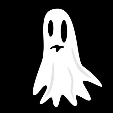 spooky ghost halloween illustration isolated vector on black background