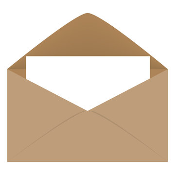 envelope open with blank craft paper vector illustration