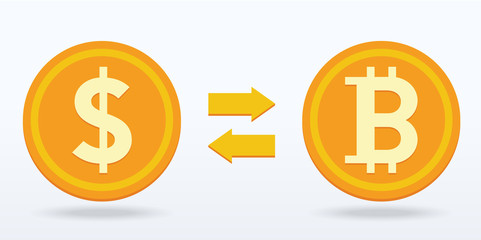 Bitcoin exchange flat design,Digital or virtual coin,vector illustration eps10