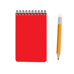 business red note book and pencil set vector illustration