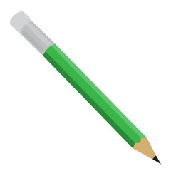green pencil with rubber vector illustration