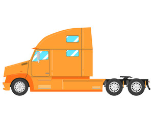 Yellow modern truck-tractor isolated on white background. Vector illustration