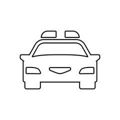 Police car outline icon. Linear vector illustration