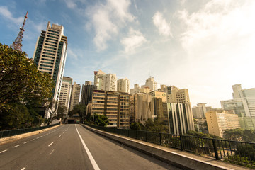 Fototapeta na wymiar Sao Paulo City Downtown by Sunrise