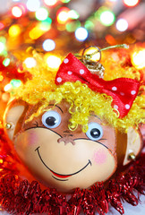 Smiling monkey christmas decoration