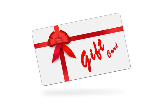 gift card, red ribbon, red loop, bow