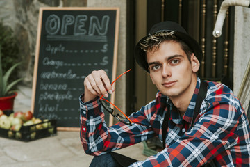 portrait of young businessman in his business