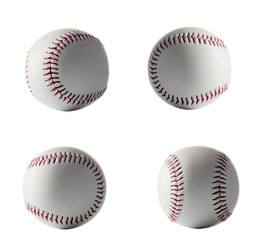 Isolated base ball set on white background close up