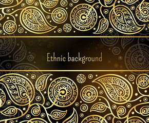 Ethnic background in gold and black colors.