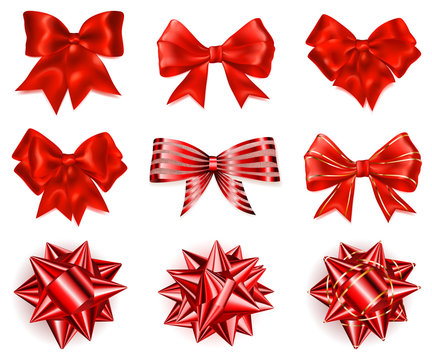 Set of big red bows