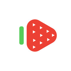 Strawberry. Fruit logo. Vector illustration