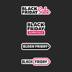 Black Friday Sale tags, badges and stickers. Vector illustration