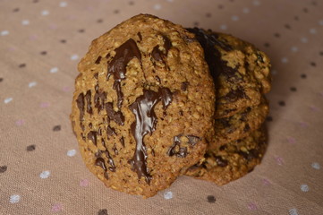 Homemade oatmeal cookies with chocolate
