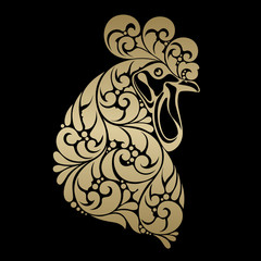 Decorative ornamental gold cock