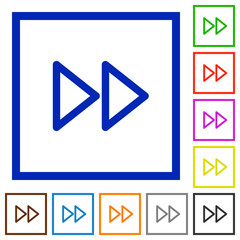 Media fast forward framed flat icons