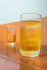 Glass of beer on the table