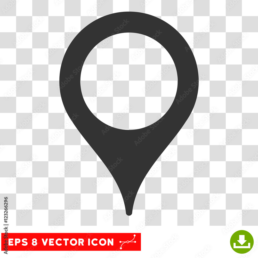 Poster vector map pointer eps vector icon. illustration style is flat iconic gray symbol on a transparent b