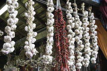 Fresh garlic on a market