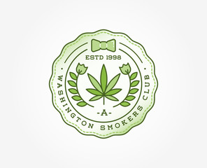 Medical Cannabis Marijuana Sign or Label Template in Vector. Can