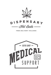 Set of Medical Cannabis Marijuana Sign or Label Template in Vect
