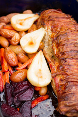 bacon with pork and vegetables