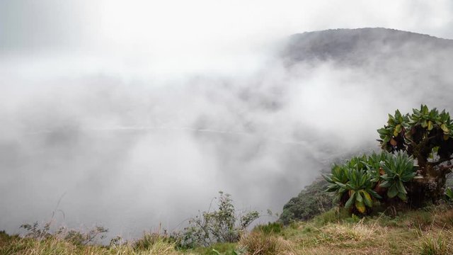 Bisoke volcano time lapse in Rwanda