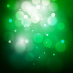 Abstract circular green bokeh background, vector illustration