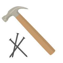 hammer with nails vector illustration
