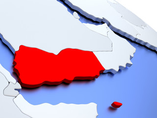 Fototapeta premium Yemen on world map