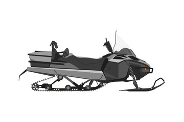 Grey snowmobile on a white background. Transport for extreme win