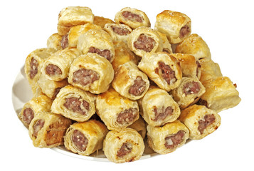 Plate of Homemade Freshly Baked Sausage Rolls