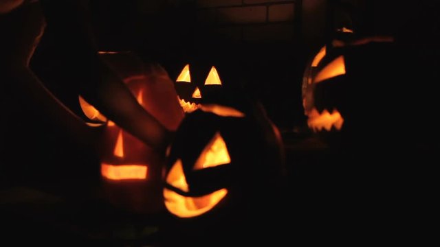 Preparing the pumpkins to helloween