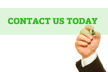 Businessman Hand Writing a message, Contact Us Today.