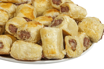 Plate of Homemade Freshly Baked Cocktail Sausage Rolls