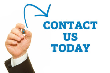 Businessman Hand Writing a message, Contact Us Today.