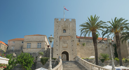 Korcula, town gate,street of old town,Croatia,