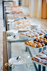 White dishes and pastries