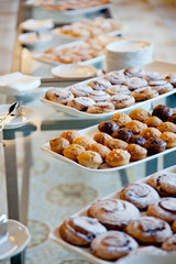 White dishes and pastries