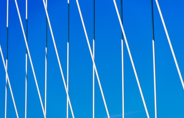 Bridge detail against clear summer sky - powerful iron holding bridge