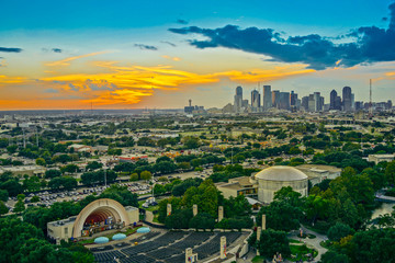 Dallas Skyline Sunset - obrazy, fototapety, plakaty
