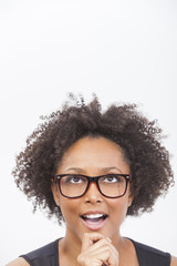 Mixed Race African American Girl Wearing Glasses