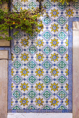 Typical Portuguese old ceramic wall tiles (Azulejos)