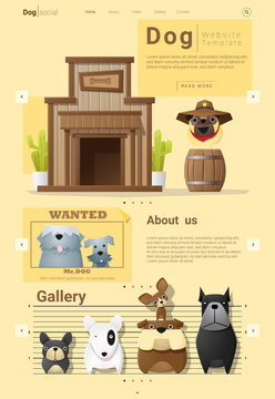 Animal Website Template  Banner And Infographic With Dog, Vector , Illustration
